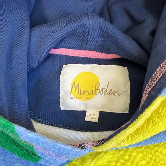 Mini Boden 2-5Y Rainbow Striped Hooded Towel Beach Coverup French Terry - Picture 10 of 13